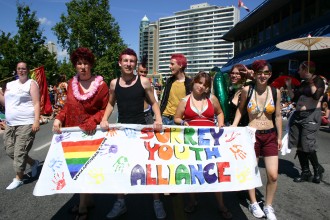 "Queer as Folk", lesbisch-schwul, beim Vancouver Pride in Britisch Columbia, Kanada