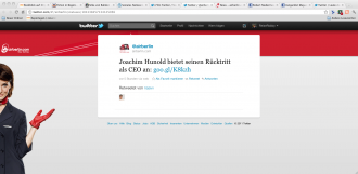 Pressemitteilung zum Rücktritt von Joachim Hunold kam von Air Berlin auch via Twitter