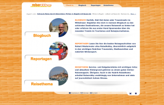 Check-in heißt die Startseite der Internetpräsenz Reiserobby.de