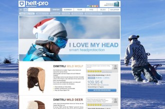 Screenshot der Herstellerseite Helt Pro Winter, Neues design für Sicherheitshelme