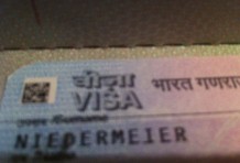 Indien Touristen-Visa Ausschnitt in Robert Niedermeiers Reisepass