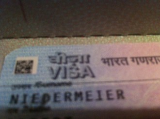 Indien Touristen-Visa Ausschnitt in Robert Niedermeiers Reisepass