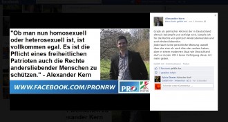 Pro NRW Aktivist Alexander Kern betreibt "Pink Washing" auf Facebook