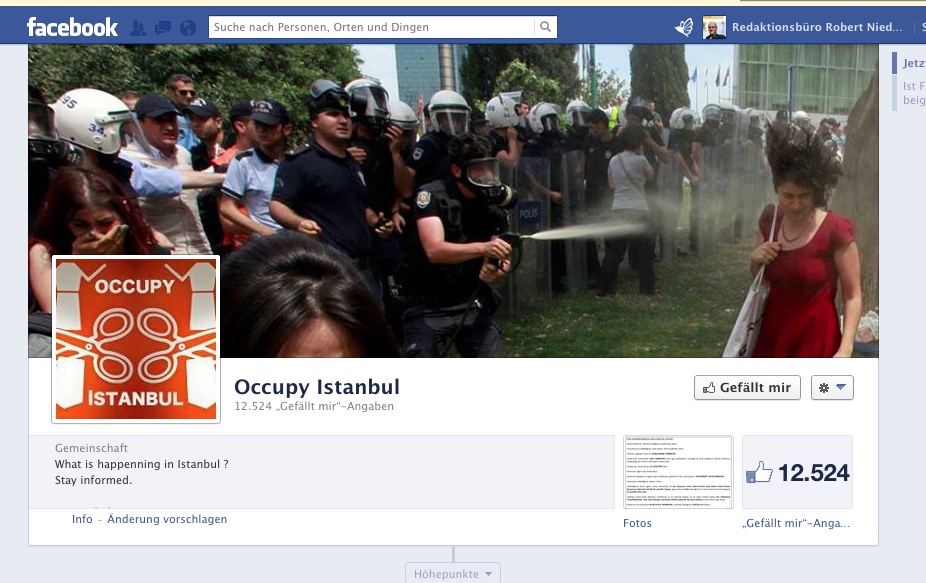 Screenshot von Facebookseite: https://www.facebook.com/OccupyistanbulOccupygeziparki?hc_location=timeline