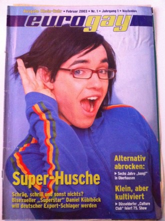 Eurogay-Cover von Februar 2003 mit Daniel Küblböck auf meinem Schreibtisch fotografiert