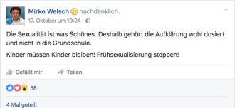 Mirko Welsch von den Homosexuellen in der AfD auf facebook