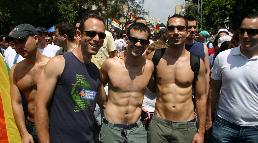 Israelische Besuchergruppe beim Pride (CSD) in Tel Aviv im Jahre 2008, Foto: Robert Niedermeier