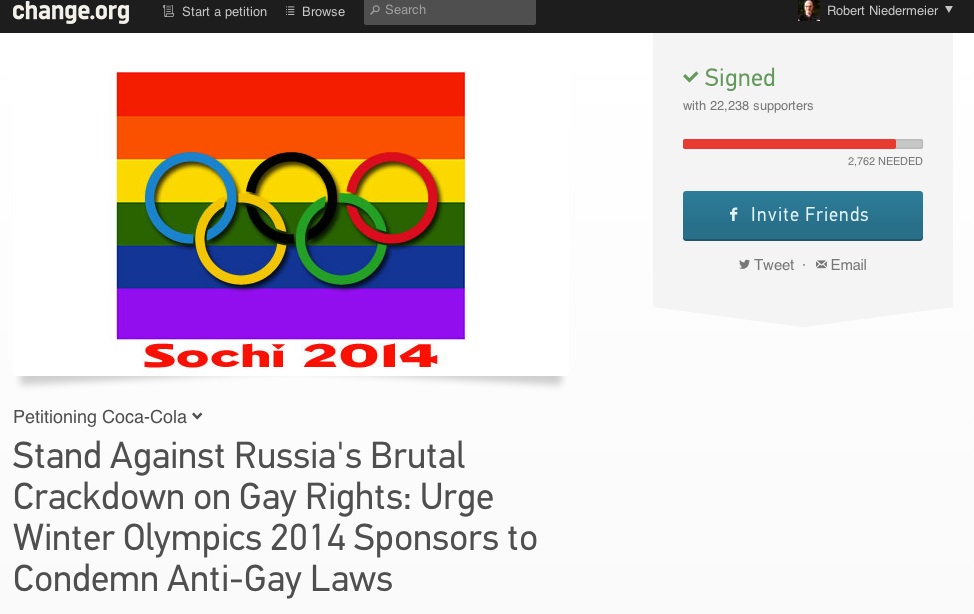Petitionsseite Change.org #Sotchi