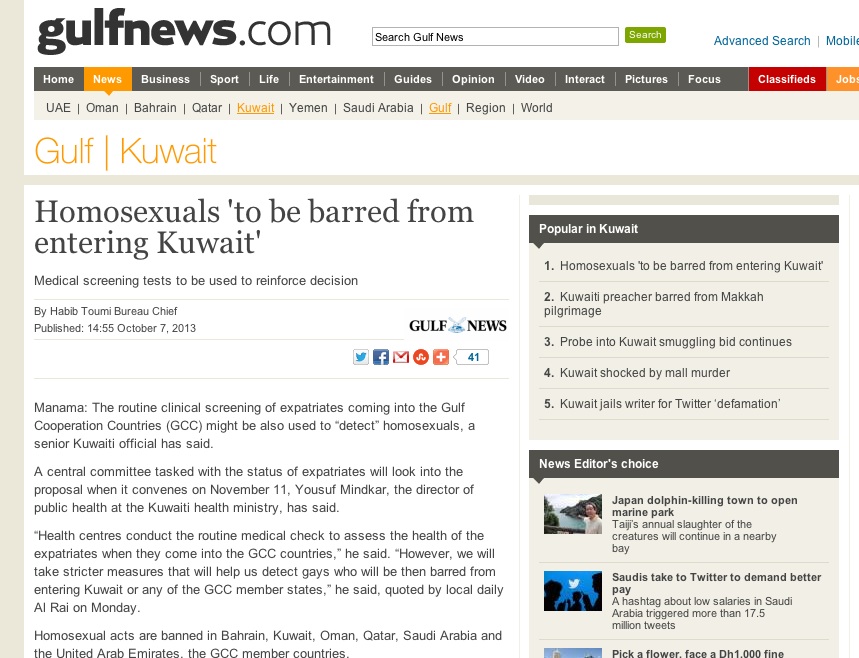http://gulfnews.com/news/gulf/kuwait/homosexuals-to-be-barred-from-entering-kuwait-1.1240199#.UlKlMq5C-Rd.twitter