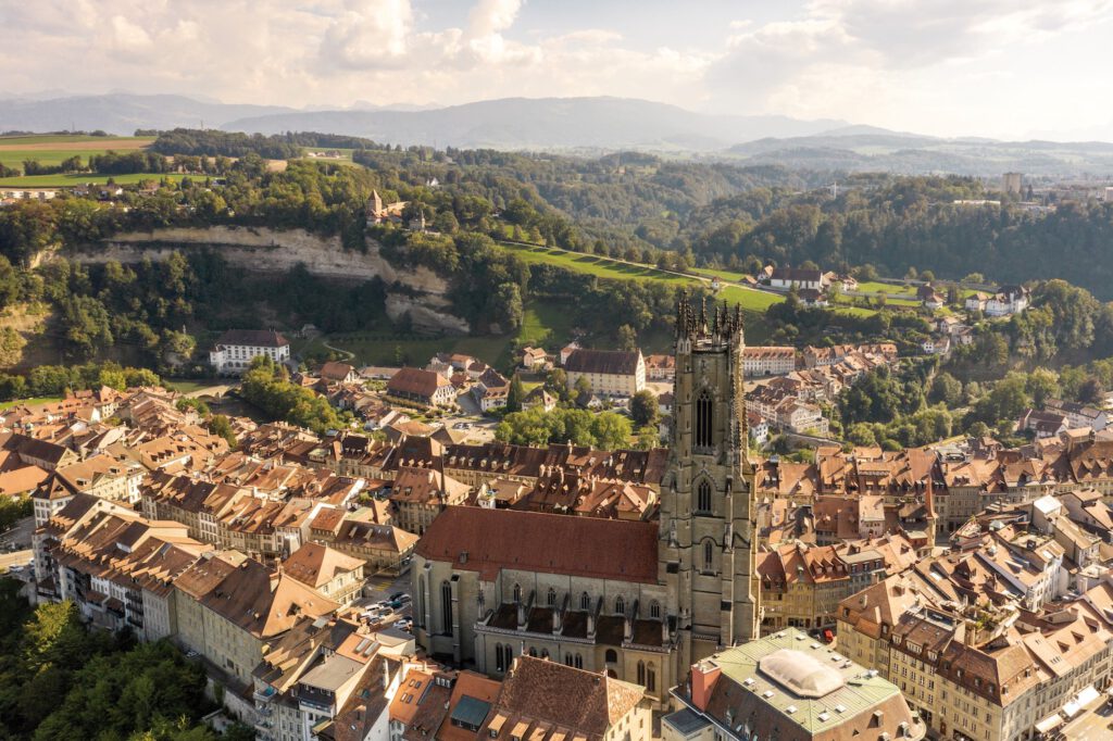 Mittelalterlich Stadt im gotischen Stil: Fribourg
